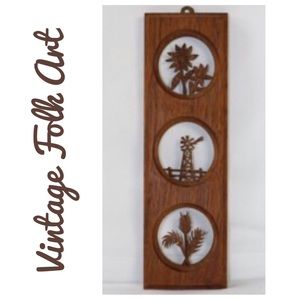 ✨Vintage✨ Farm Scenes Wood Cut Folk Art by Flint Hills of Manhattan Kans…